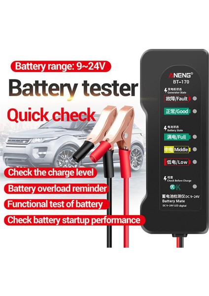 Aneng 9-24V Evrensel Araba Motosiklet Akümülatör Test Cihazı Depolama Pil Test Cihazı Araba Jeneratör Arıza Teşhis Aracı Oto Tamir (Yurt Dışından)