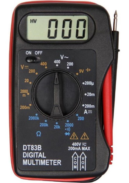 1 Adet DT83B Cep Dijital Multimetre Ac/dc Ohmmetre Diyot Direnç Sürekliliği - Siyah (Yurt Dışından)