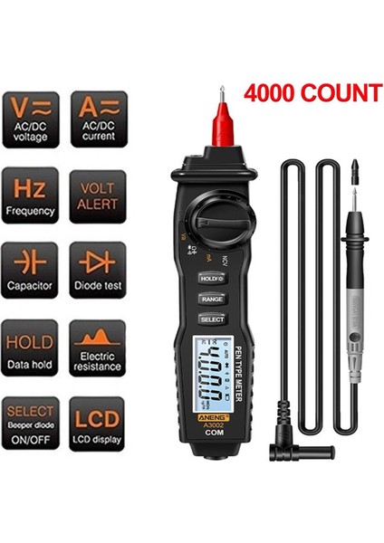 4000 Sayım Temassız Multimetre LCD Dijital Multimetre Ac/dc Gerilim Kapasite Diyot Metre Voltmetre Ampermetre Test Probu ile (Yurt Dışından)