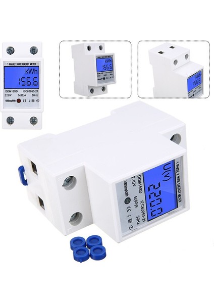 Din-Ray Wer Metre 5-80A LCD Arka Işık Dijital Ekran Tek Fazlı Elektronik Kwh Metre Voltmetre Ampermetre Volt (Yurt Dışından)