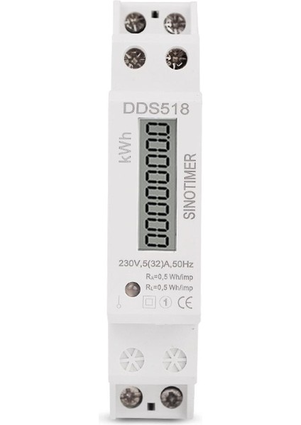 Sınotımer 230V Tek Fazlı Din Raylı LCD Dijital Ekran Elektrik Tüketimi Enerji Watt Metre Wattmetre 5-32A Ac 50Hz (Yurt Dışından)