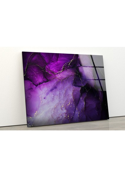 Mor Soyut Temperli Cam Duvar Tablosu fiyatları