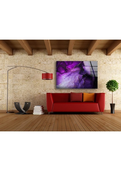 Mor Soyut Temperli Cam Duvar Tablosu modelleri