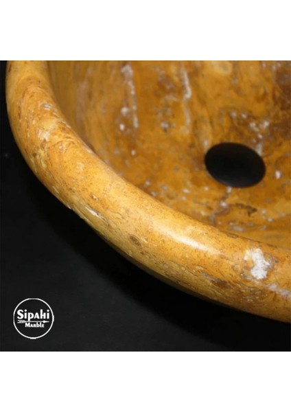Sarı Traverten Çanak Başlıklı Lavabo
