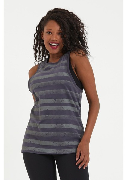 Kadın %100 Pamuk Biye Detaylı Atlet Antrasit