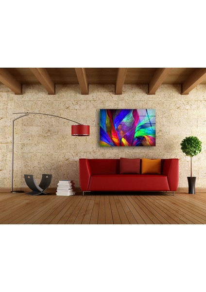 Canlı Renkli Soyut Cam Duvar Tablosu