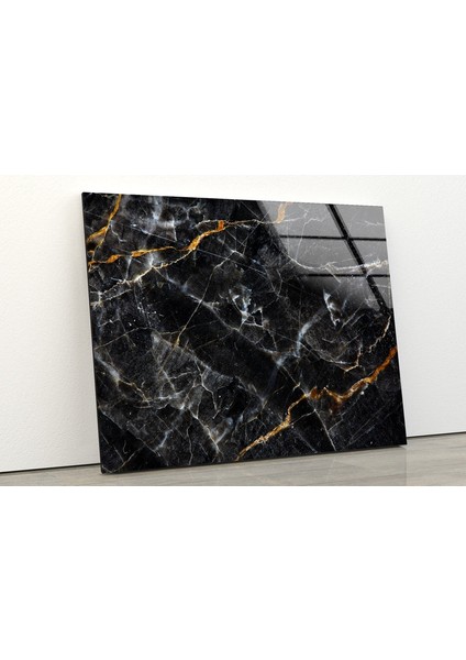 Siyah Mermer Desenli Cam Duvar Tablosu modelleri