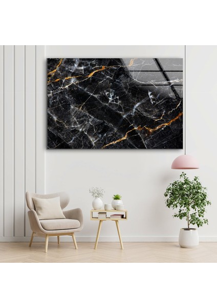 Siyah Mermer Desenli Cam Duvar Tablosu fırsatları