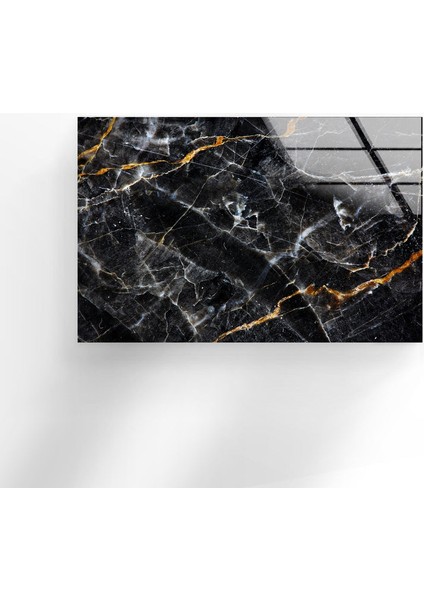 Siyah Mermer Desenli Cam Duvar Tablosu indirimleri