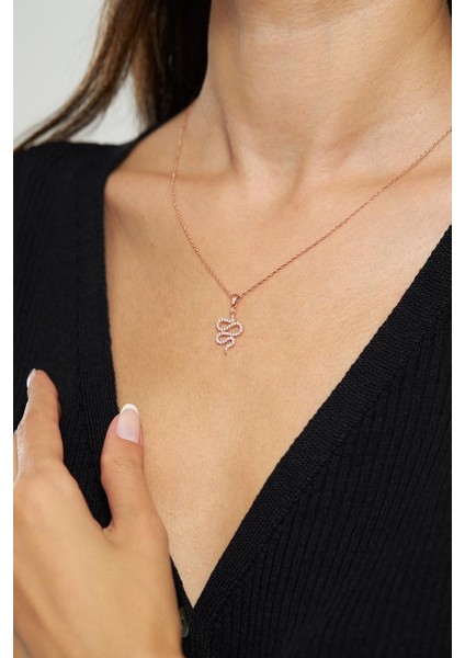 Zirkon Taşlı Rose Yılan Gümüş Kolye fiyatları