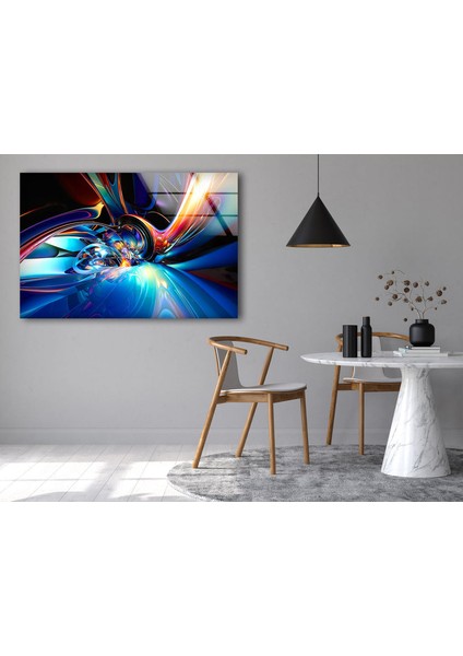 Mavi Soyut Temperli Cam Duvar Tablosu fırsatları