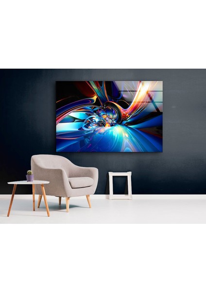 Mavi Soyut Temperli Cam Duvar Tablosu indirimleri