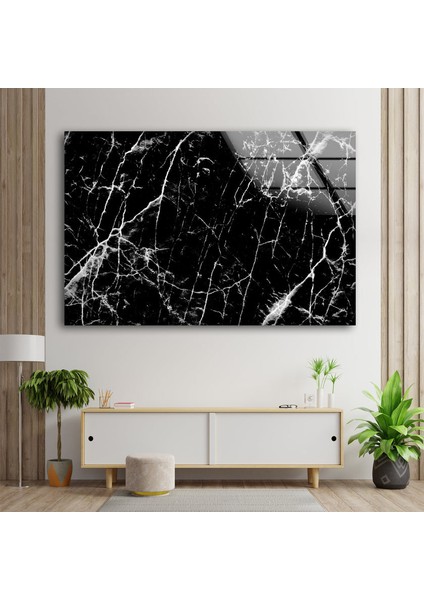 Siyah Mermer Desenli Temperli Cam Duvar Tablosu fiyatları
