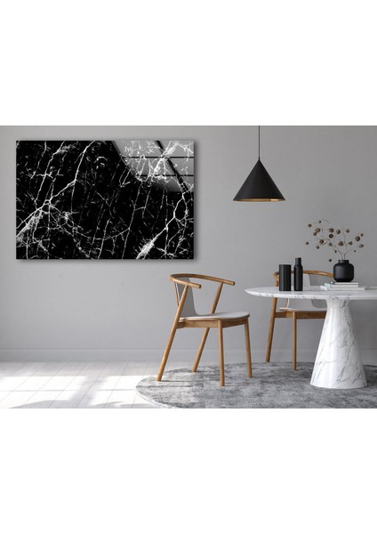 Siyah Mermer Desenli Temperli Cam Duvar Tablosu modelleri