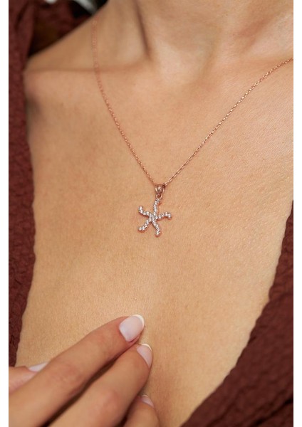 Zirkon Taşlı Rose Deniz Yıldızı Gümüş Kolye fiyatları