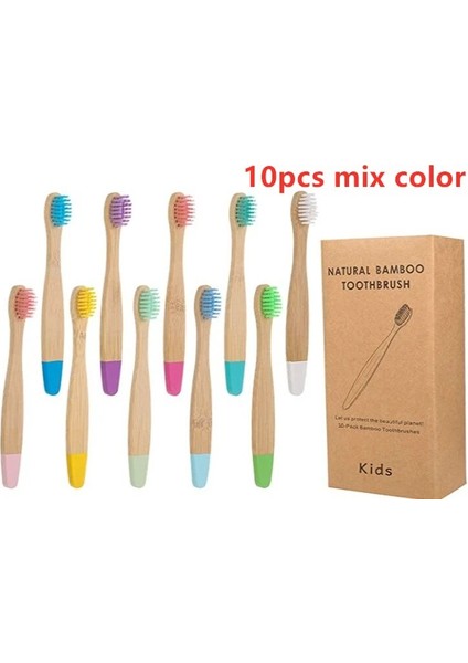 5/10 Adet Organik Çocuk Bambu Diş Fırçası On Renk Yumuşak Fiber Kıllar Biyobozunur Saplı Çevre Dostu Çocuk Diş Fırçaları (Yurt Dışından)