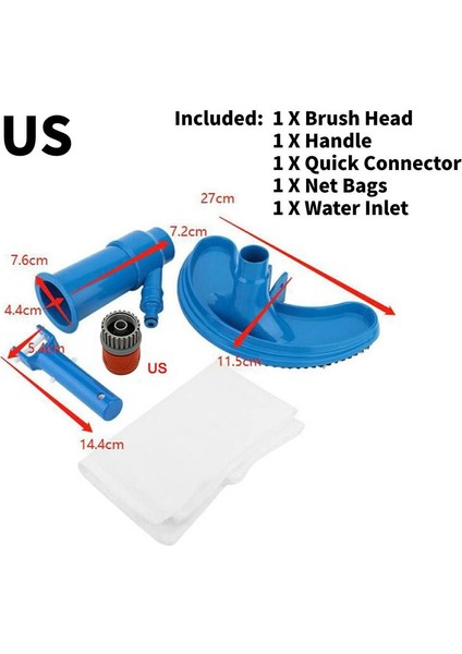Takım Yüzme Havuzu Elektrikli Süpürge Havuz Fırçası Temizleme Aracı Gölet Çeşmesi Emme Başlığı Açık Spa Temizleyici Fırça (Ab/abd) (Yurt Dışından) indirimleri
