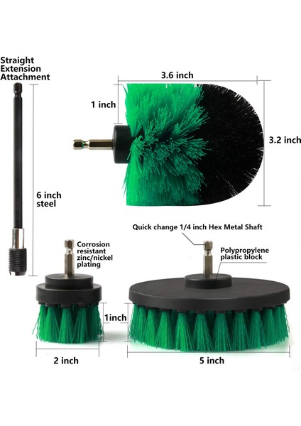 Adet Matkap Fırçası Ek Kiti Elektrikli Scrubber Matkap Fırçaları, Banyo, Mutfak, Bahçe, Zemin, Küvet, Barbekü Aleti, Otomotiv Temizleme Için 6 Inç Uzun Uzatma Uzatma (Yurt Dışından)