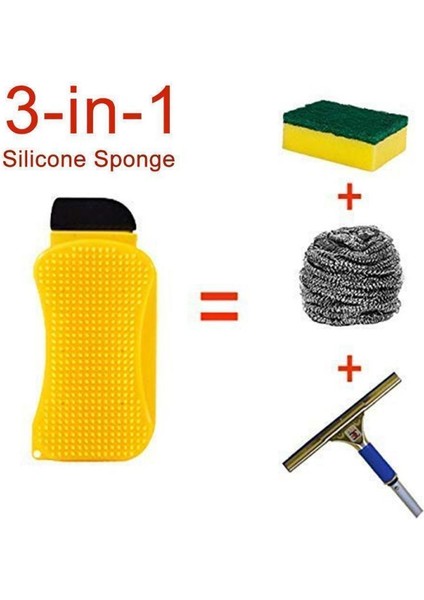 [sıcak] 3'ü 1 Arada Silikon Temizleme Fırçası Ovma, Kazıma ve Silecek Bulaşık Yıkama Fırçası Sünger Fırça Çok Fonksiyonlu Temizleme Fırçası (Yurt Dışından) fiyatları