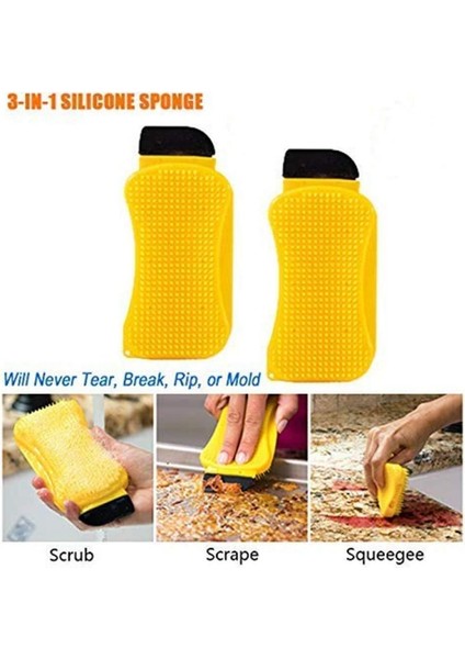 [sıcak] 3'ü 1 Arada Silikon Temizleme Fırçası Ovma, Kazıma ve Silecek Bulaşık Yıkama Fırçası Sünger Fırça Çok Fonksiyonlu Temizleme Fırçası (Yurt Dışından) indirimleri