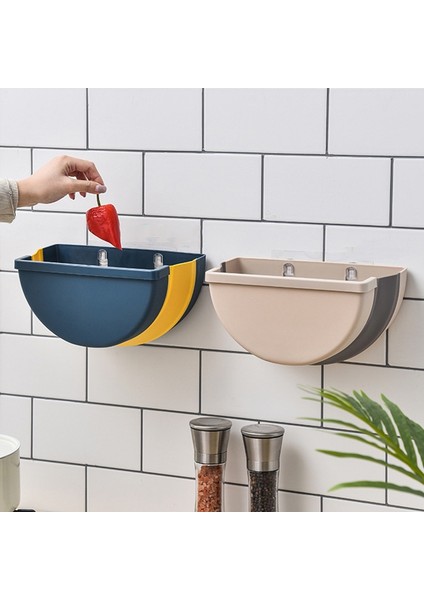 Katlanır Çöp Kutusu Mutfak Dolabı Kapı Asılı Çöp Kutusu Çöp Tenekesi Duvara Monte Çöp Tenekesi Banyo Tet Atık Depolama Mavi (Yurt Dışından)