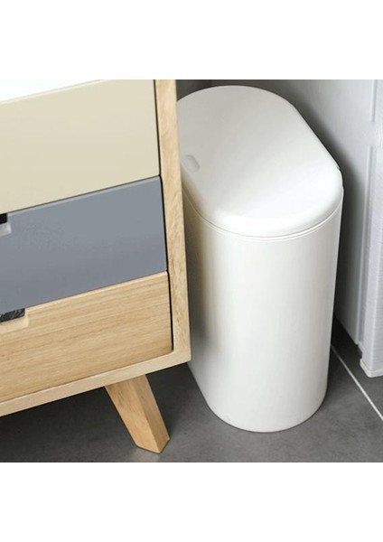 Plastik Dar Tip Mutfak Çöp Kutusu Tuvalet Pres Tipi Çöp Kutusu Çöp Kovası Banyo Çöp Kutusu Sepeti Çöp Kovası Beyaz (Yurt Dışından)