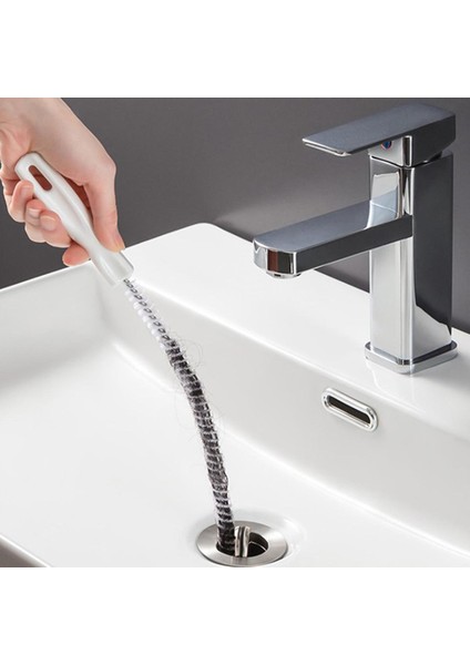 45 cm Taşınabilir Boru Tarama Şerit Saç Fırçası Temizleyici Viraj Lavabo Drenaj Temizleyici Podazz (Yurt Dışından)