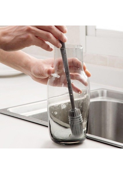 Yumuşak Silikon Bardak Temizleme Fırçası Scrubber Mutfak Temizleme Araçları Uzun Saplı Cam Bardak Yıkama Fırçaları (Yurt Dışından)