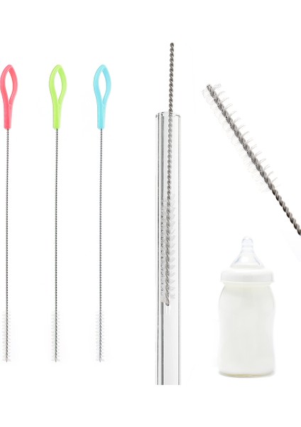 1/10/20 Adet Şişe Temiz Fırça Paslanmaz Çelik Yumuşak Saç Fırçası Pipet Payet Fırçası Çok Amaçlı Ev Temizlik Araçları (Yurt Dışından)