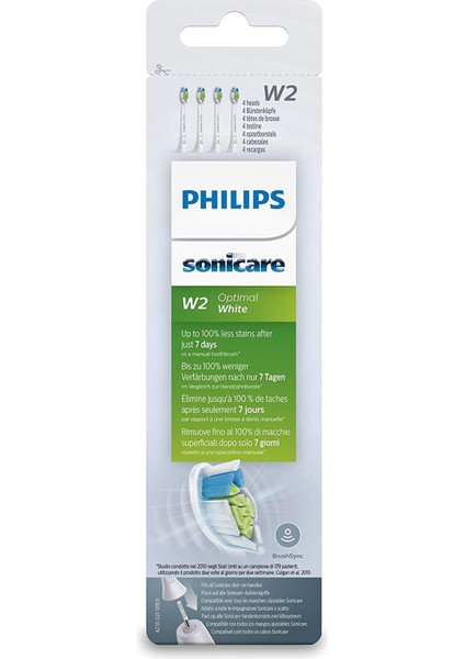 Philips Sonicare W2 Diamondclean Yedek Diş Fırçası Başlıkları, HX6064, Beyaz 4'lü Paket (Yurt Dışından)