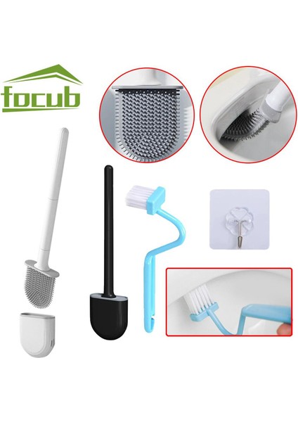 Tuvalet Fırçası Yumuşak Silikon Kıllar Esnek Fırça Kafası Temizleme Araçları Wc Temizleyici Banyo Aksesuarları Çabuk Kuruyan Tutucu (Yurt Dışından)