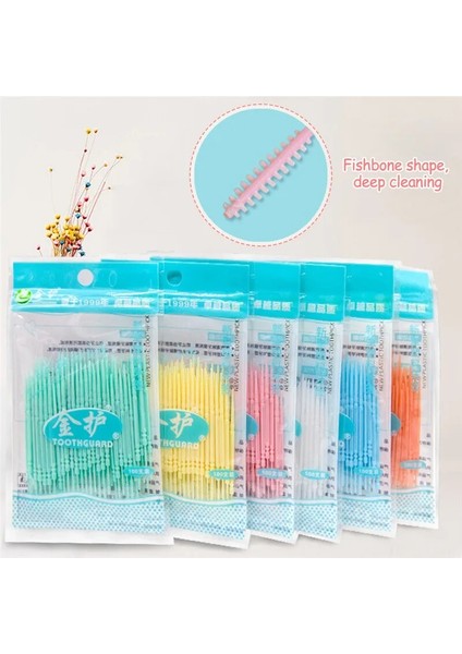 100 Adet Çift Ince Diş Sopa Diş Ipi Çubukları Fırça Bambu Sopa Diş Ağız Bakımı Temiz Dişler Gıda Kalıntı Kürdan (Yurt Dışından) modelleri