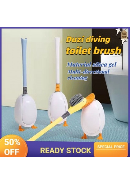 Sevimli Ördek Şekli Silikon Tuvalet Fırçası 360° Esnek Kafa Otomatik Açılır Kapanış Çift Taraflı Temizleme Araçları (Yurt Dışından) fırsatları