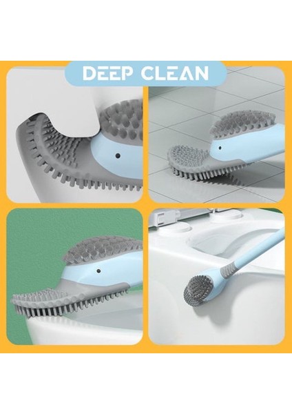 Sevimli Ördek Şekli Silikon Tuvalet Fırçası 360° Esnek Kafa Otomatik Açılır Kapanış Çift Taraflı Temizleme Araçları (Yurt Dışından) indirimleri