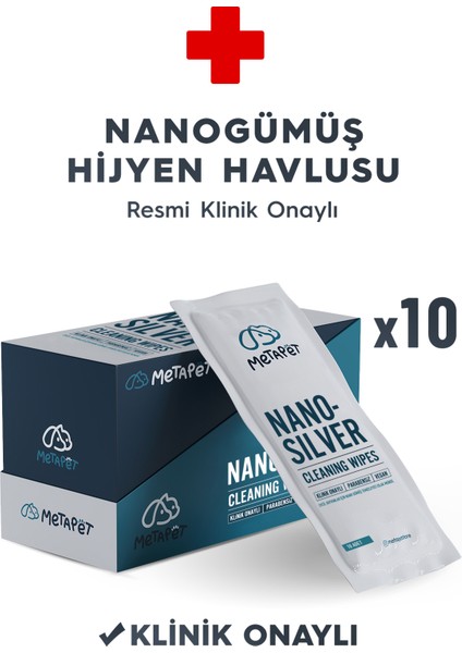 Nano Gümüş Köpek Bakımı Seti, Hijyen Yoğun Cilt Bakım Spreyi ve Havlu Mendil