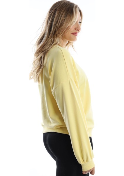 Kadın Polo State Baskılı 3 Iplik Sweat Sarı