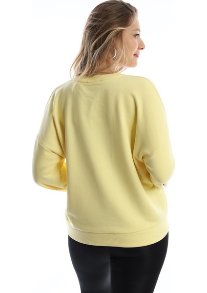 Kadın Polo State Baskılı 3 Iplik Sweat Sarı