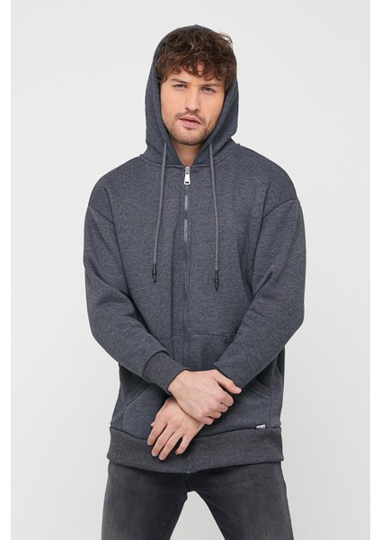 Ünisex Fermuarlı Sweatshirt Antrasit