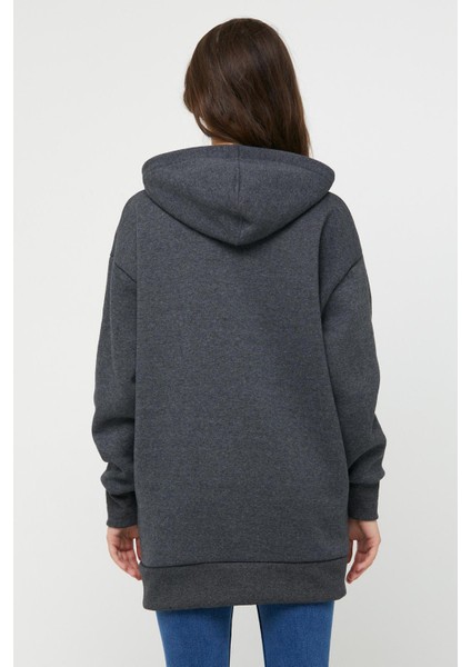 Ünisex Fermuarlı Sweatshirt Antrasit