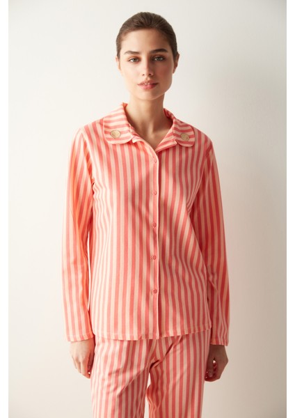 Base Rosy Stripes Gömlek Pantolon Gül Kurusu Pijama Takımı fiyatları