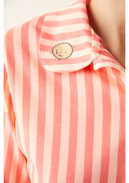 Base Rosy Stripes Gömlek Pantolon Gül Kurusu Pijama Takımı fırsatları