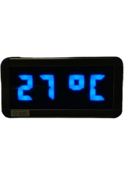 Sanec Dijital LED Duvar ve Masa Saati Derece ve Nem - Turkuaz (Kasa Ölçüleri: 7X17 Cm)