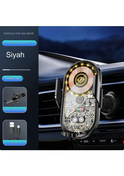 Yeni Nesil Akıllı Araç Içi Telefon Telefon Tutucu Şık Tasarımlı 15W Hızlı Şarj Özellikli Bütün Model Cihazlar Temassız Şarj Eder