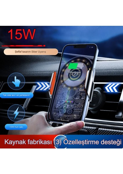 Yeni Nesil Akıllı Araç Içi Telefon Telefon Tutucu Şık Tasarımlı 15W Hızlı Şarj Özellikli Bütün Model Cihazlar Temassız Şarj Eder fiyatları