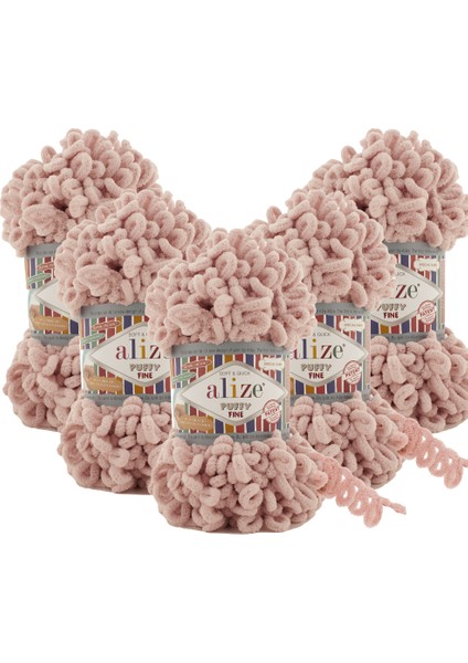 Puffy Fine 5'li 161 Pudra Pembe El Örgü Ipliği