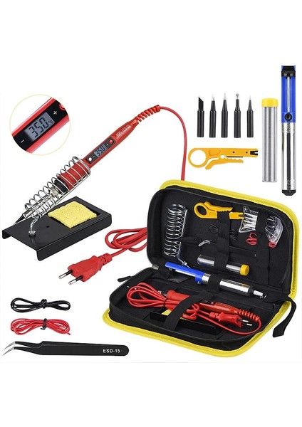 80W Sıcaklık Ayarlanabilir Kalem Havya Lehim Makinası, Standı, Lehim