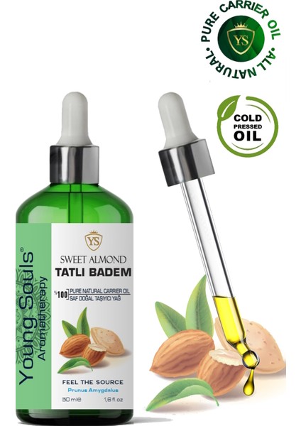 Aromatherapy Sweet Almond Carrier Oil Tatlı Badem Bitkisel Taşıyıcı Yağ 50 ml