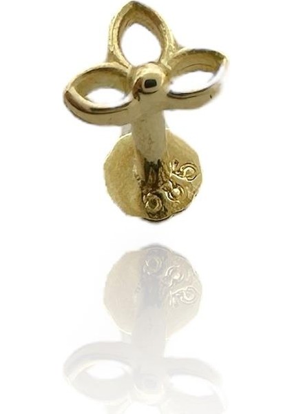 Lotus Çiçeği Tragus Küpe 14 Ayar Altın