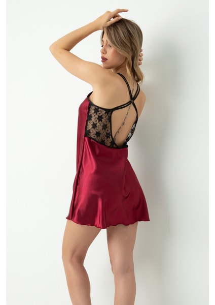 Sırt Dantel Detaylı Mini Saten Gecelik fırsatları
