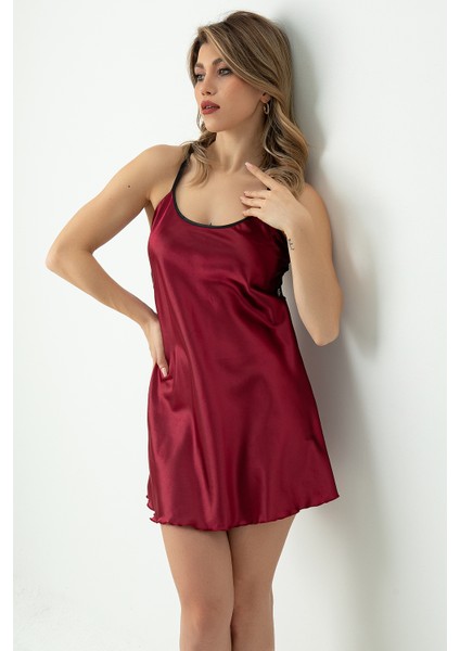 Sırt Dantel Detaylı Mini Saten Gecelik indirimleri